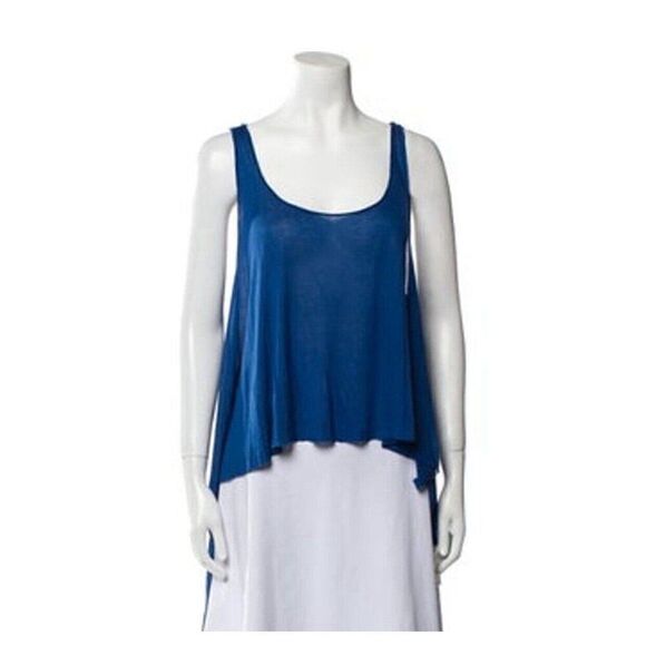 Alexis Authentic Solid Royal Blue Scoop Neck High Low Tank Top Medium Large - Picture 1 of 7